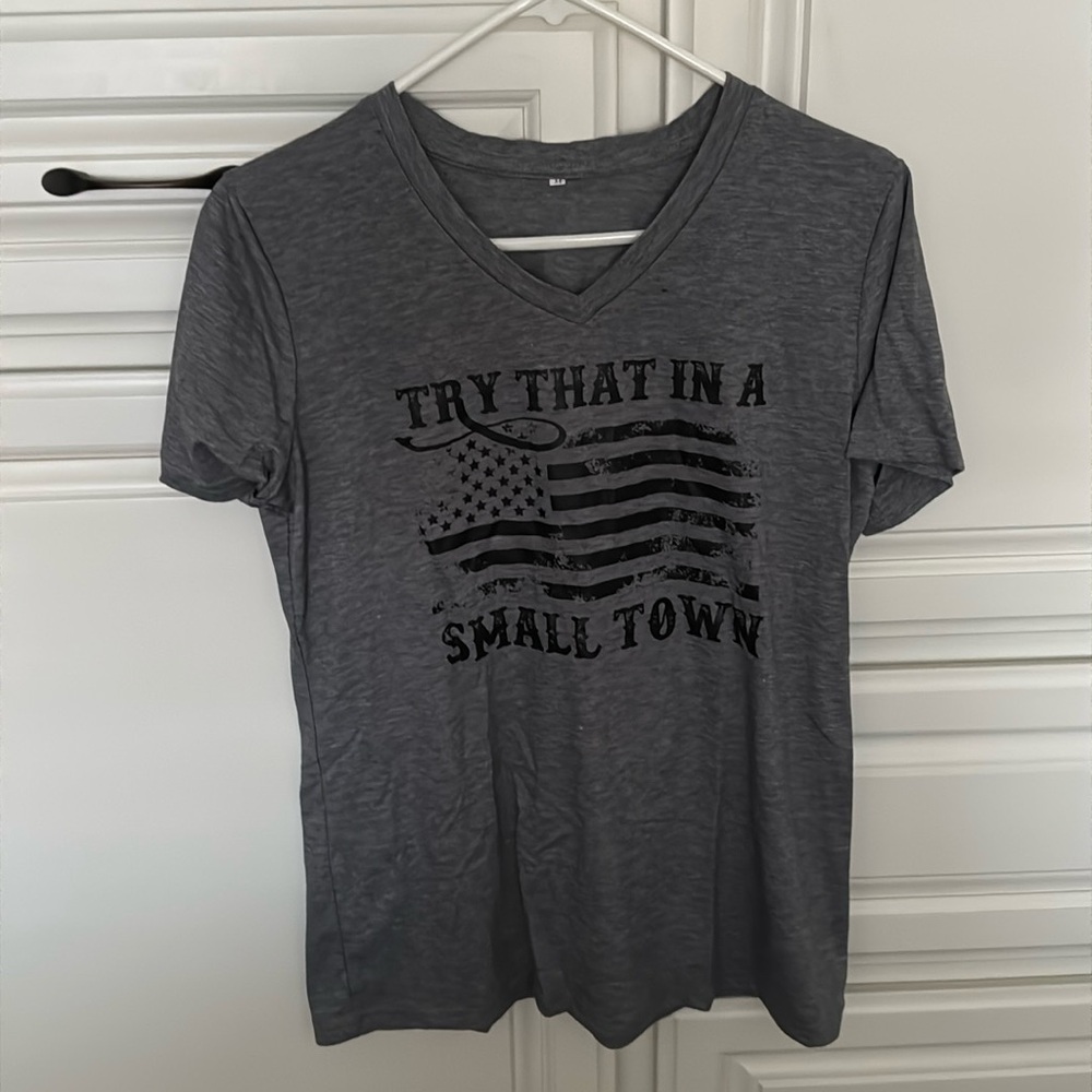 V-Neck Tee “Try That in a Small Town”
